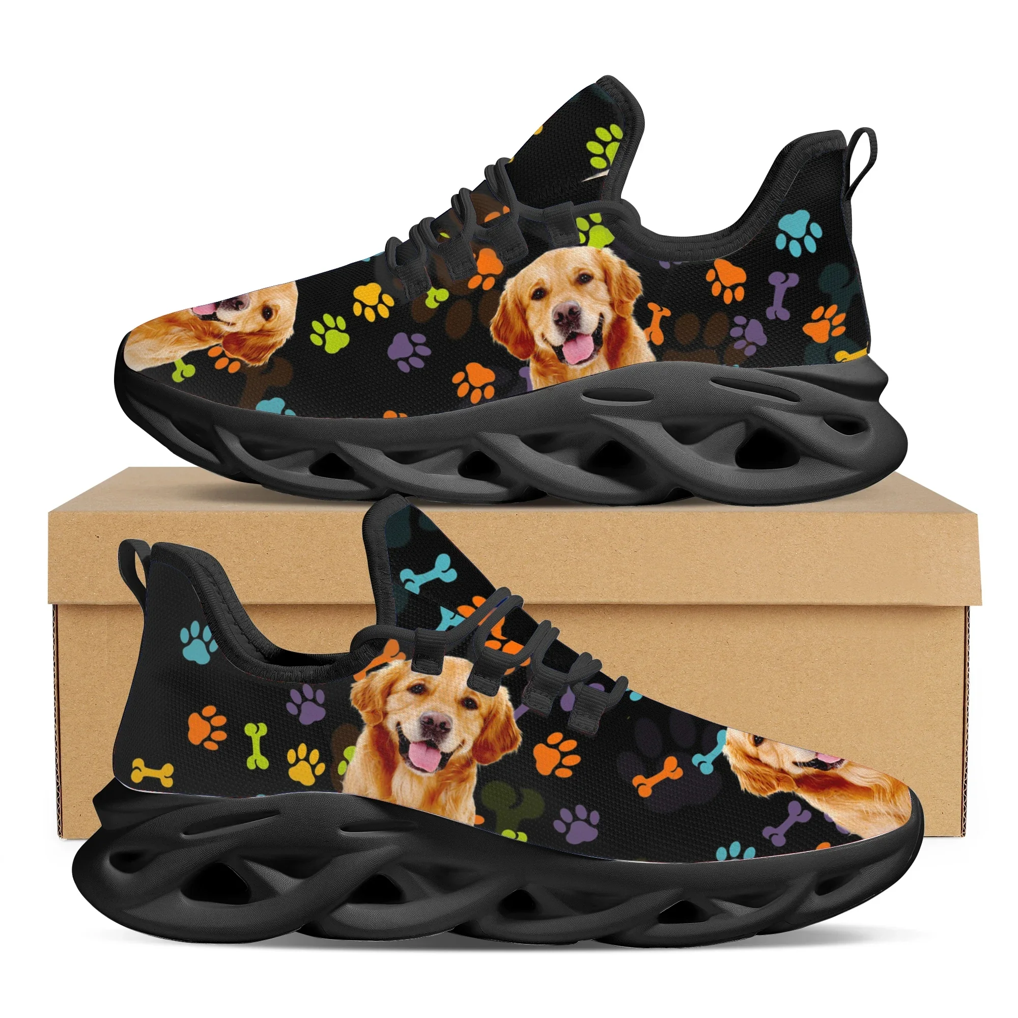 Sneaker Career - Lovely Golden Retriever Pattern Rainbow Dog